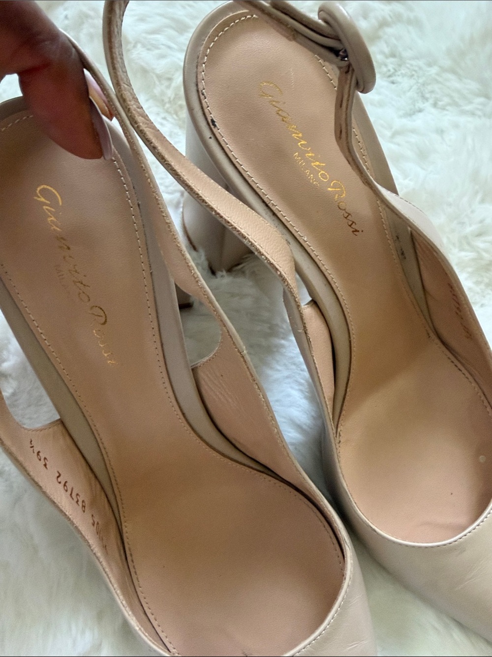 Gianvito Rossi Nude Leather Slingback Heels